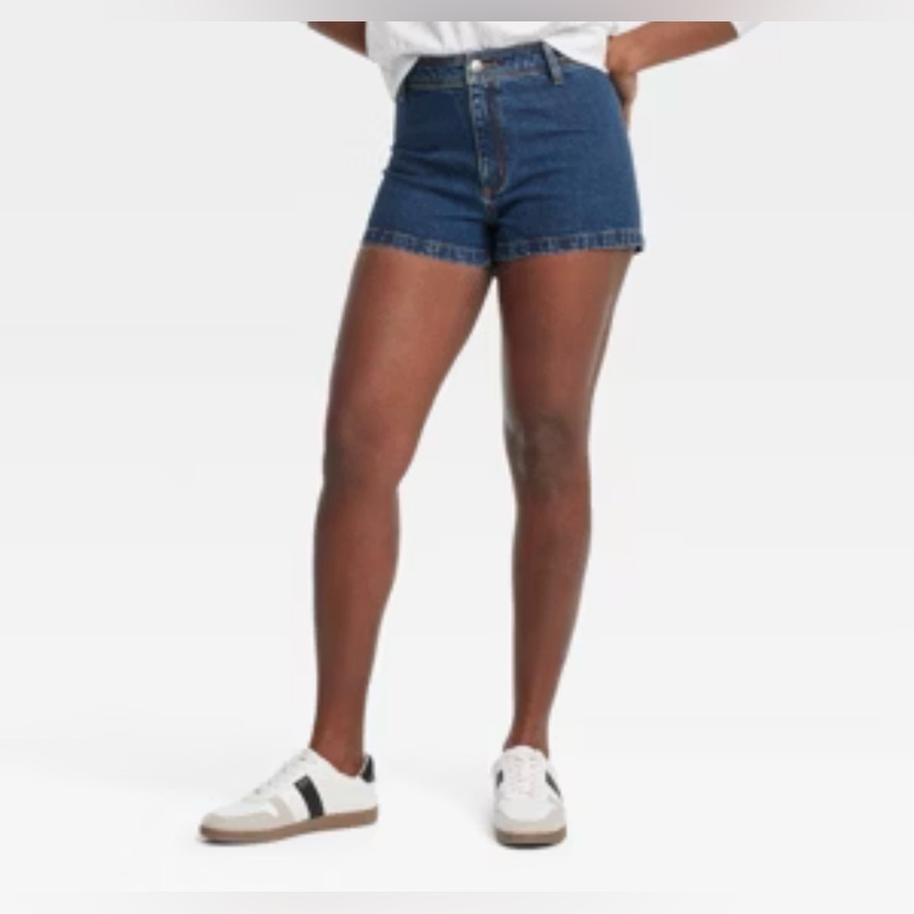 Old Navy High Rise 100% Cotton Women's Dark Blue Denim Jean Shortie Shorts 12